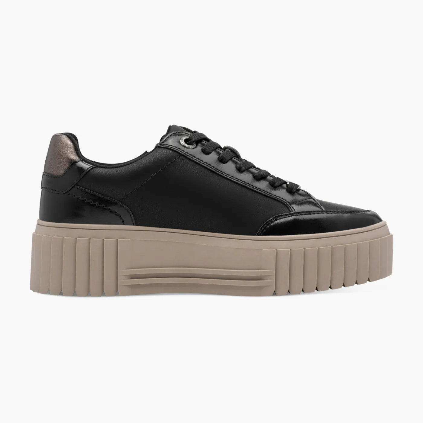 Marco Tozzi Black Platform Trainer with Contrast Sole - Leavys Shoes
