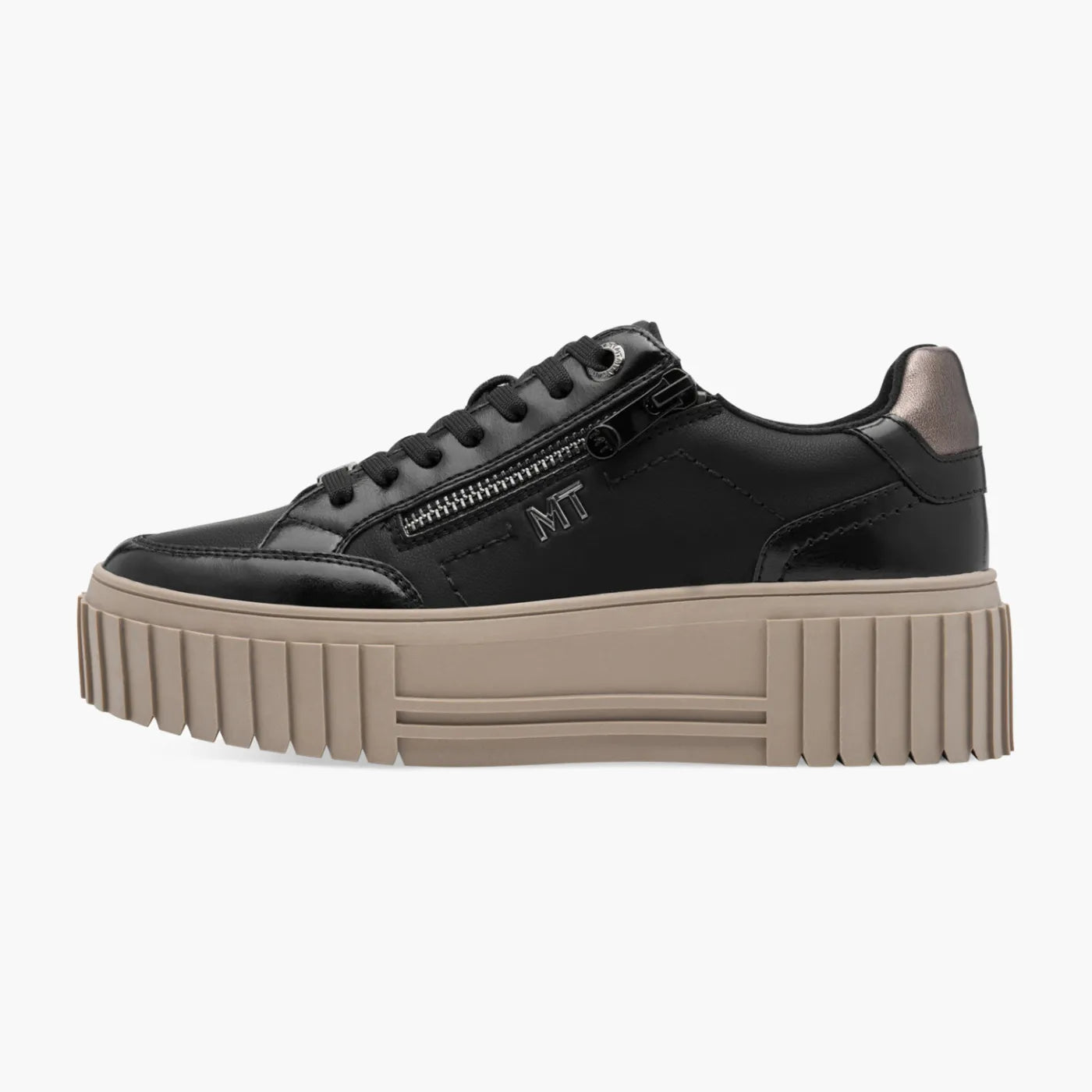 Marco Tozzi Black Platform Trainer with Contrast Sole - Leavys Shoes