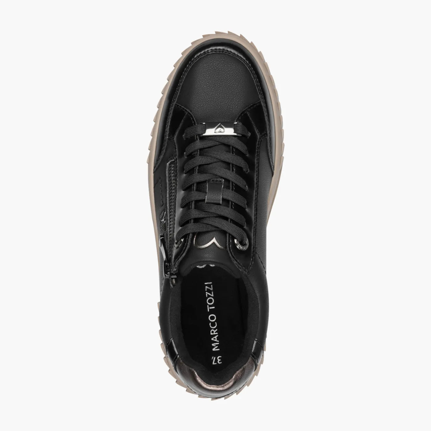 Marco Tozzi Black Platform Trainer with Contrast Sole - Leavys Shoes