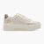 Marco Tozzi Cream Lace-Up Platform Trainer with Gold Zip - Leavys Shoes
