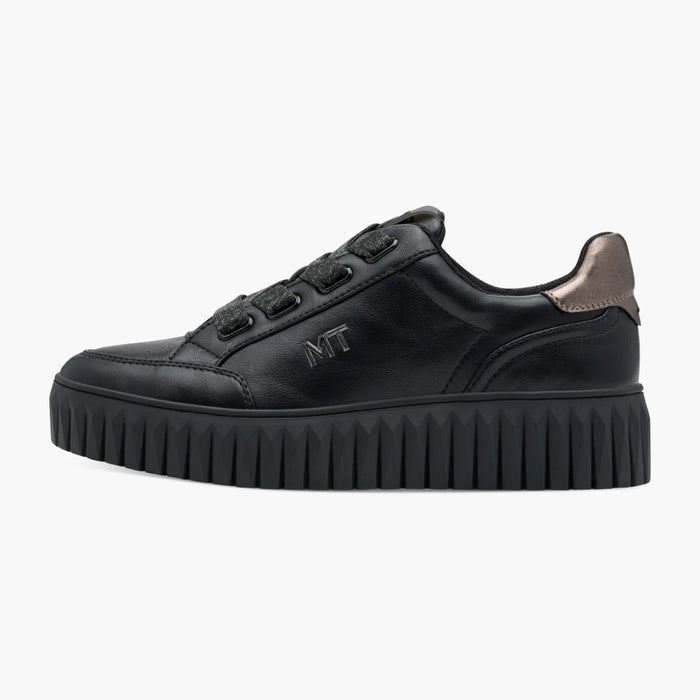 Marco Tozzi Black Platform Lace-Up with Bronze Detail - Leavys Shoes