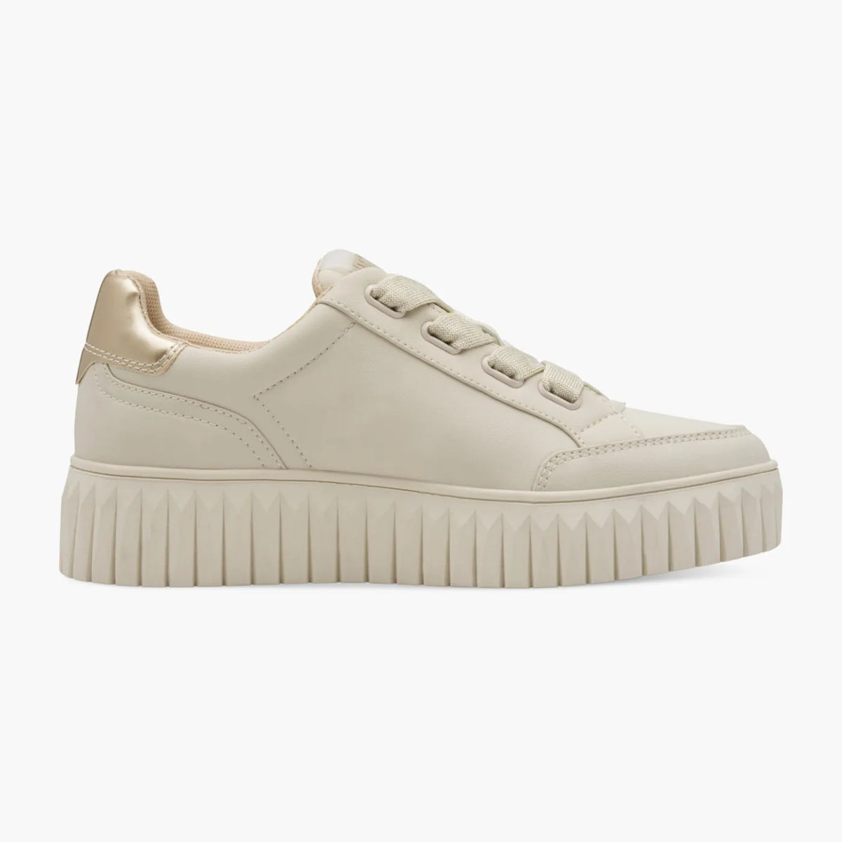 Marco Tozzi Cream Platform Trainer with Gold Detail - Leavys Shoes