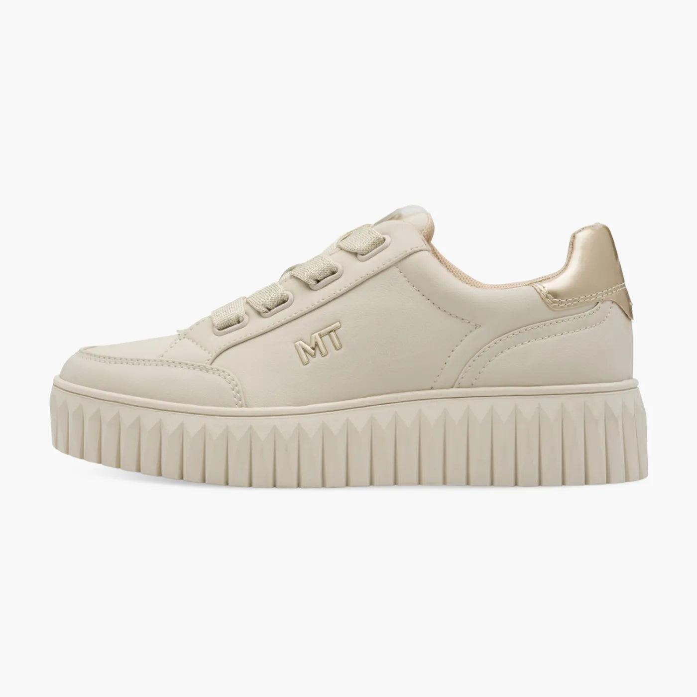 Marco Tozzi Cream Platform Trainer with Gold Detail - Leavys Shoes