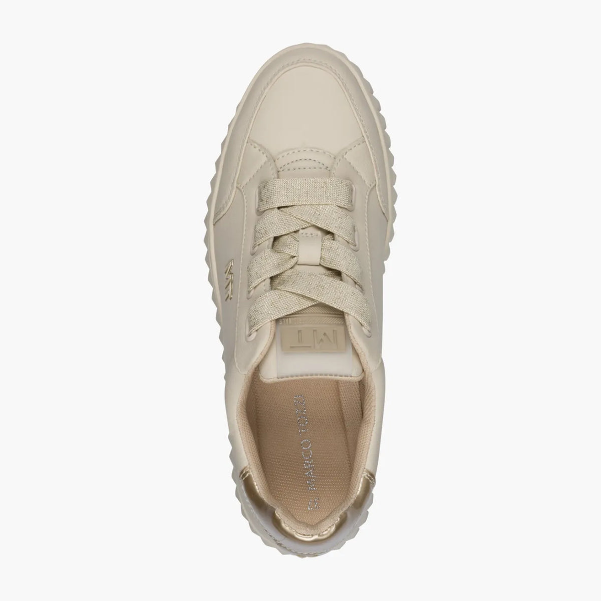 Marco Tozzi Cream Platform Trainer with Gold Detail - Leavys Shoes
