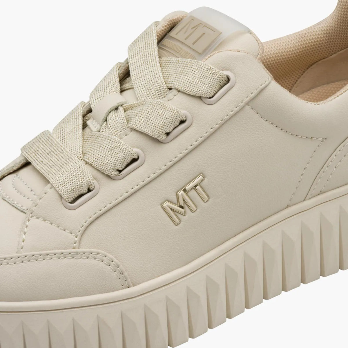 Marco Tozzi Cream Platform Trainer with Gold Detail - Leavys Shoes