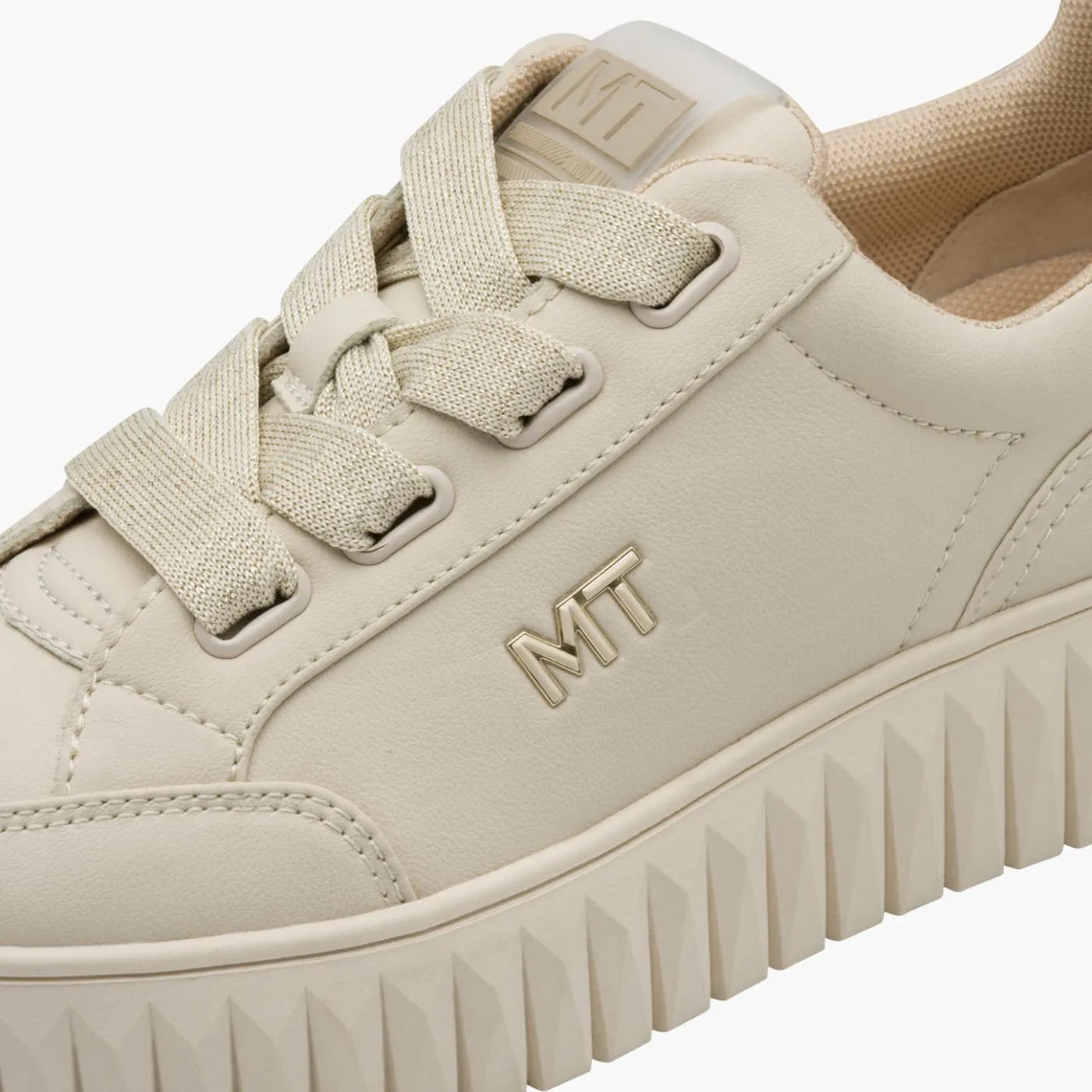 Marco Tozzi Cream Platform Trainer with Gold Detail - Leavys Shoes