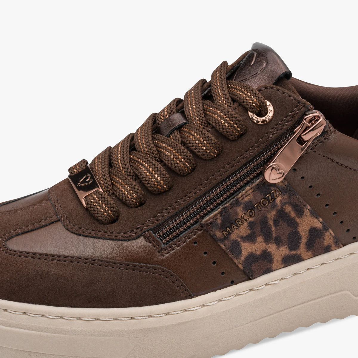 Marco Tozzi Chocolate Leopard Platform Trainers