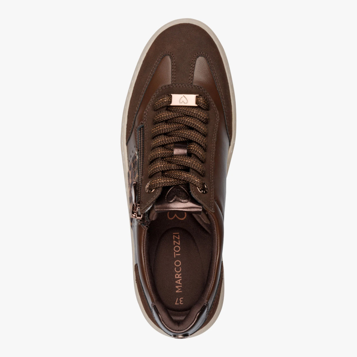 Marco Tozzi Chocolate Leopard Platform Trainers