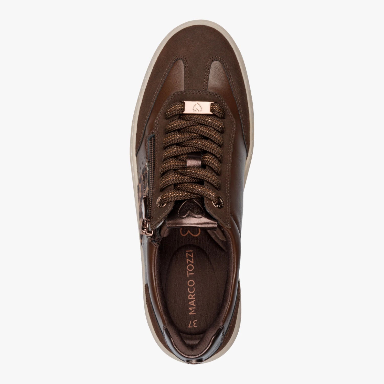 Marco Tozzi Chocolate Leopard Platform Trainers