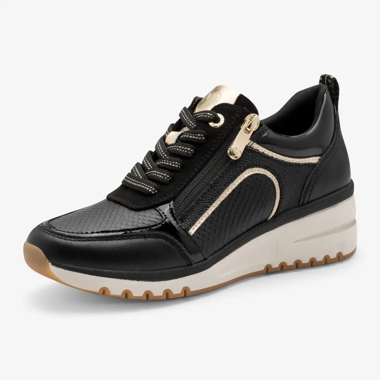 Marco Tozzi Black Trainer (Lace Up and Zip) - 2-23767-45-09I