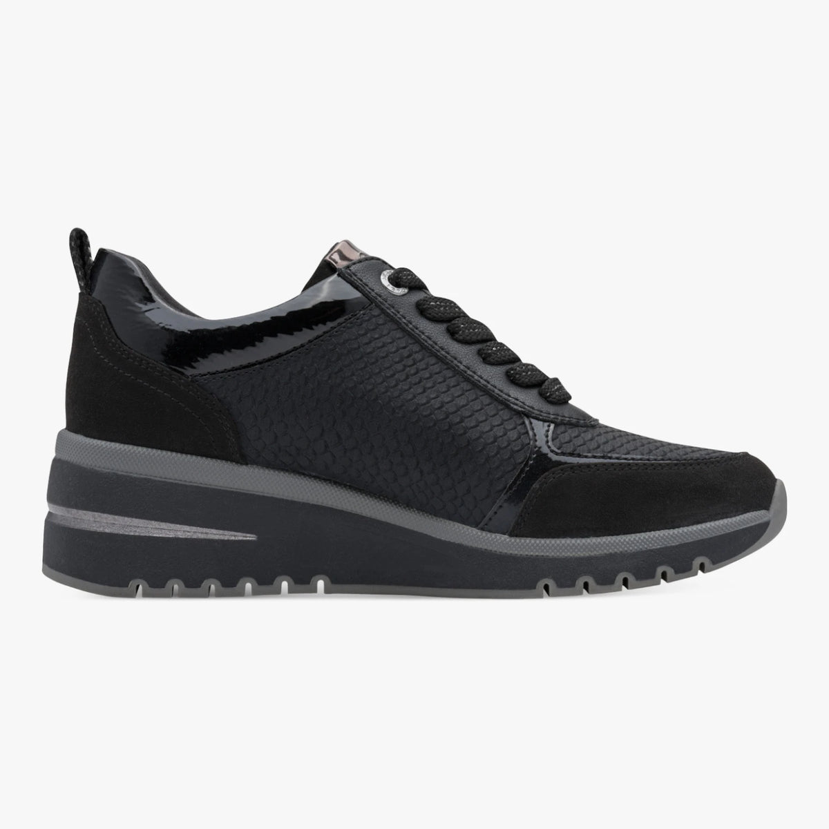 Marco Tozzi Black Zip Wedge Trainers