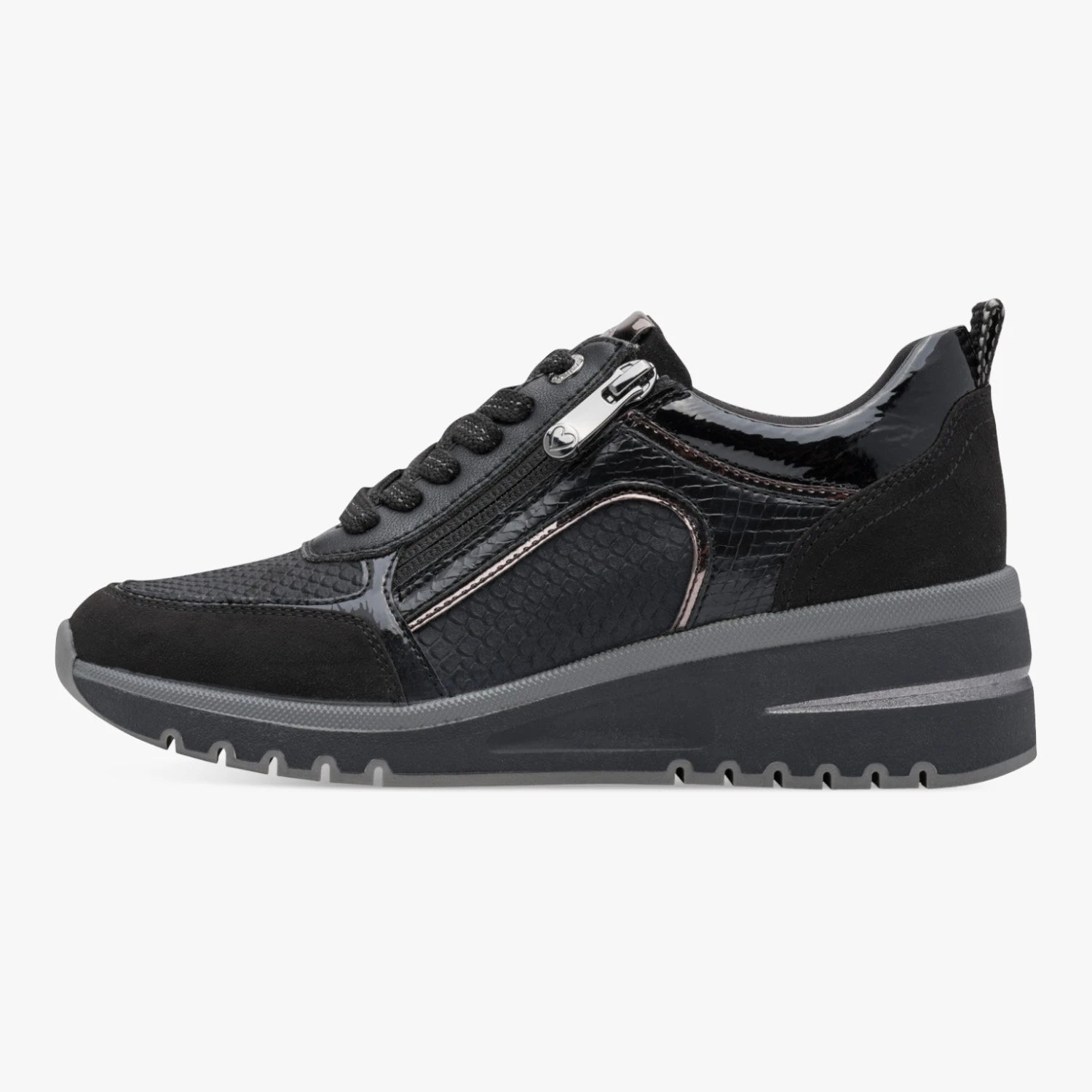 Marco Tozzi Black Zip Wedge Trainers