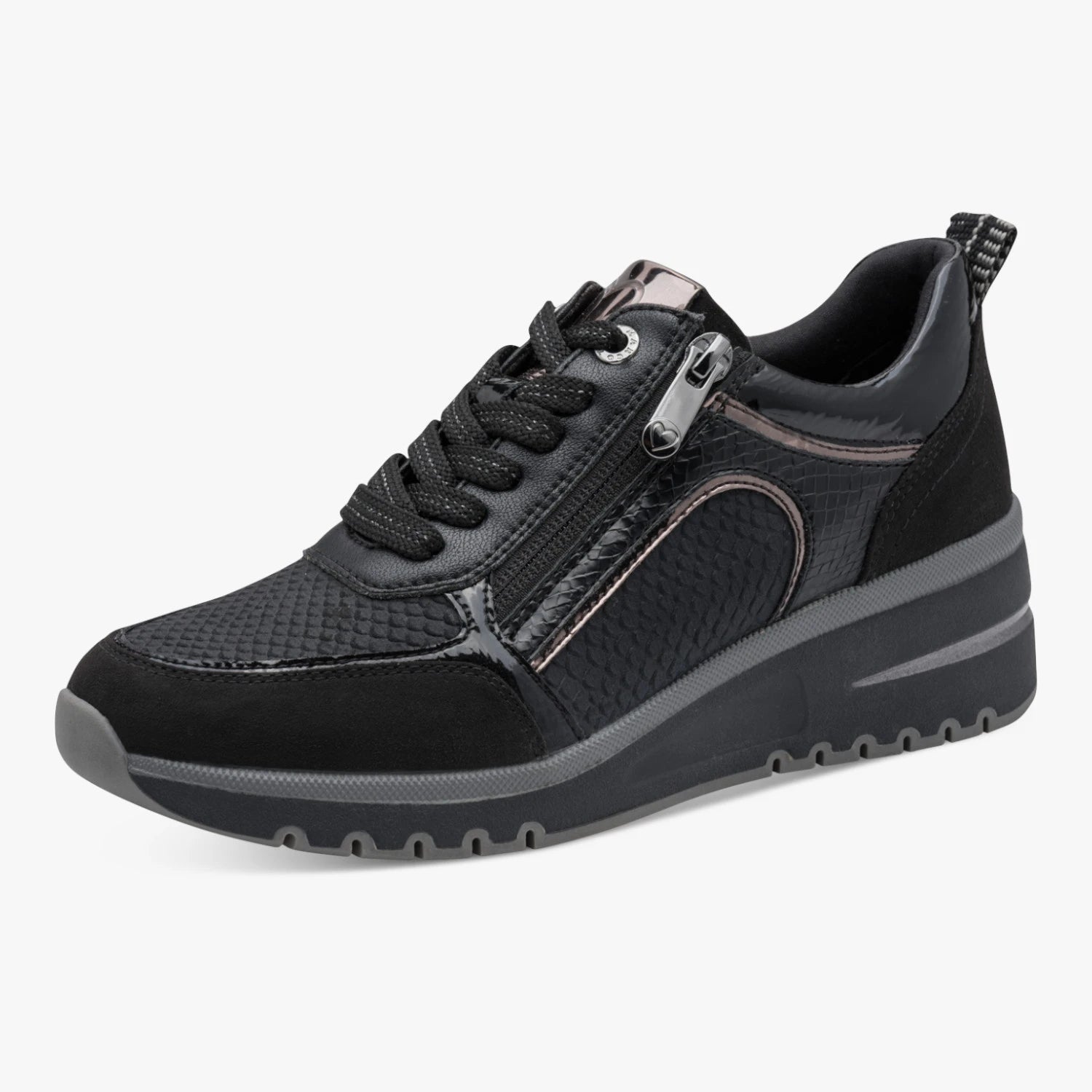 Marco Tozzi Black Zip Wedge Trainers