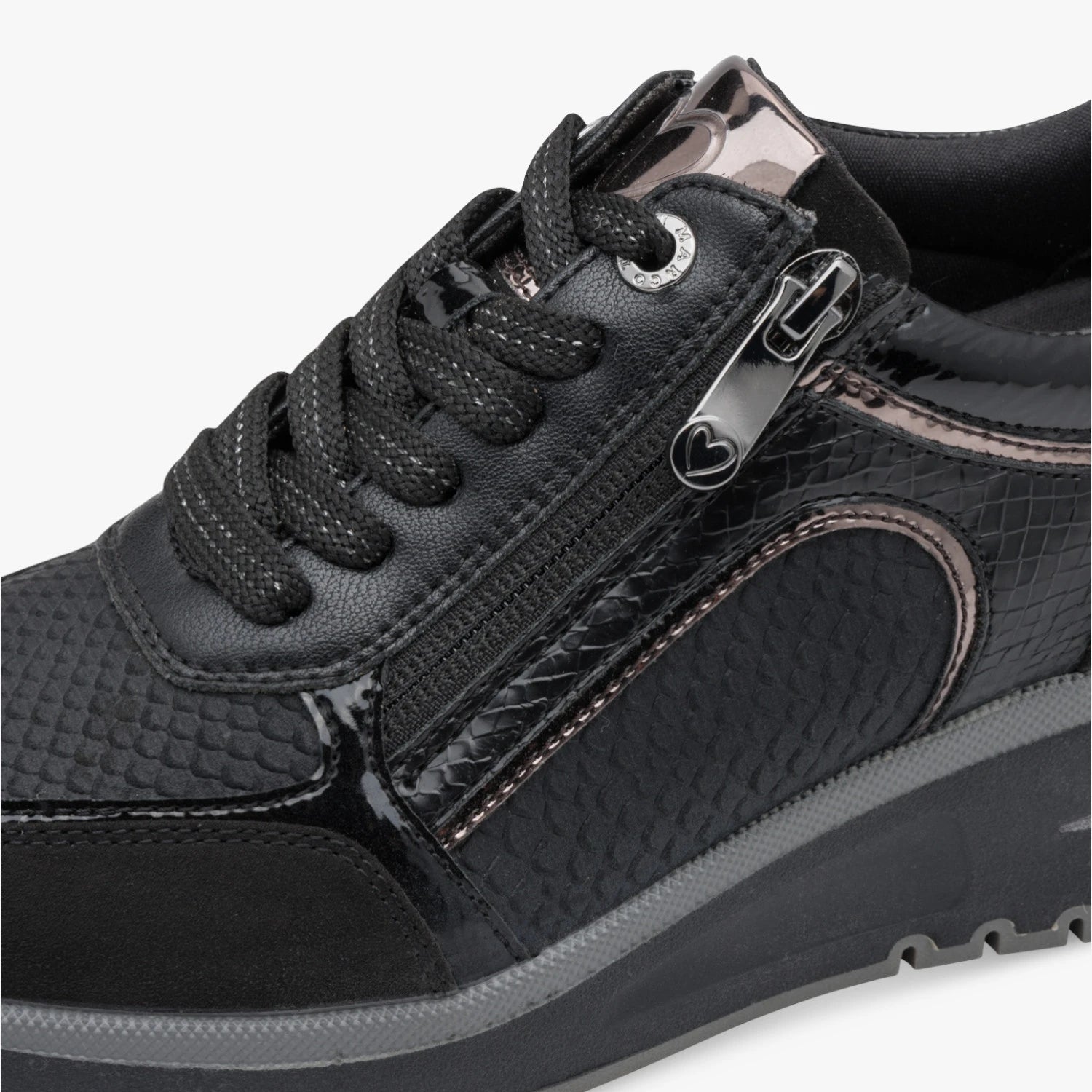 Marco Tozzi Black Zip Wedge Trainers