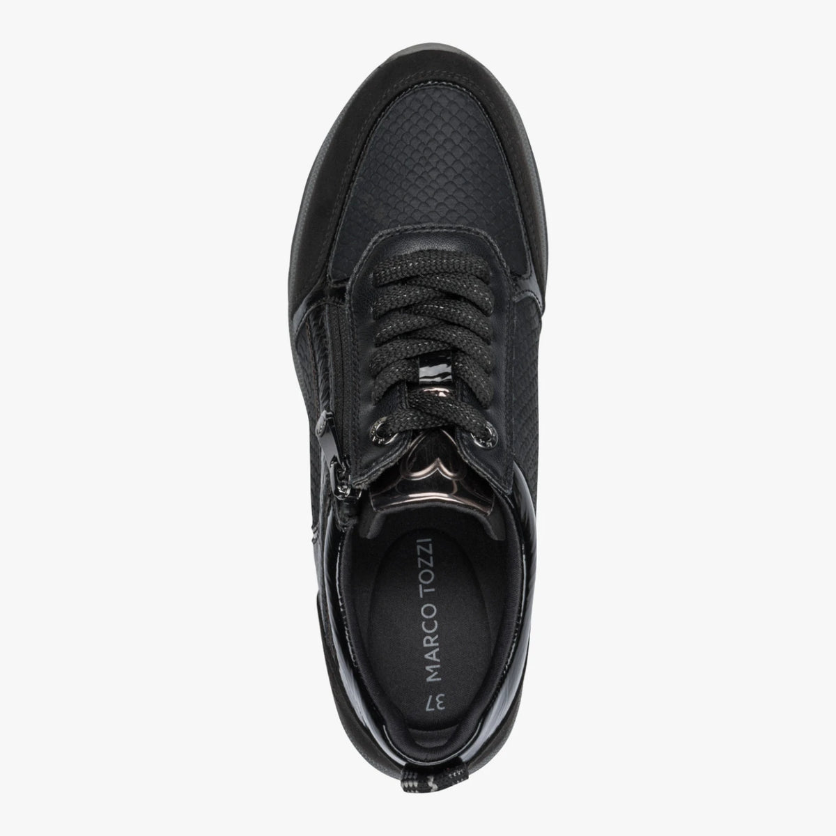 Marco Tozzi Black Zip Wedge Trainers