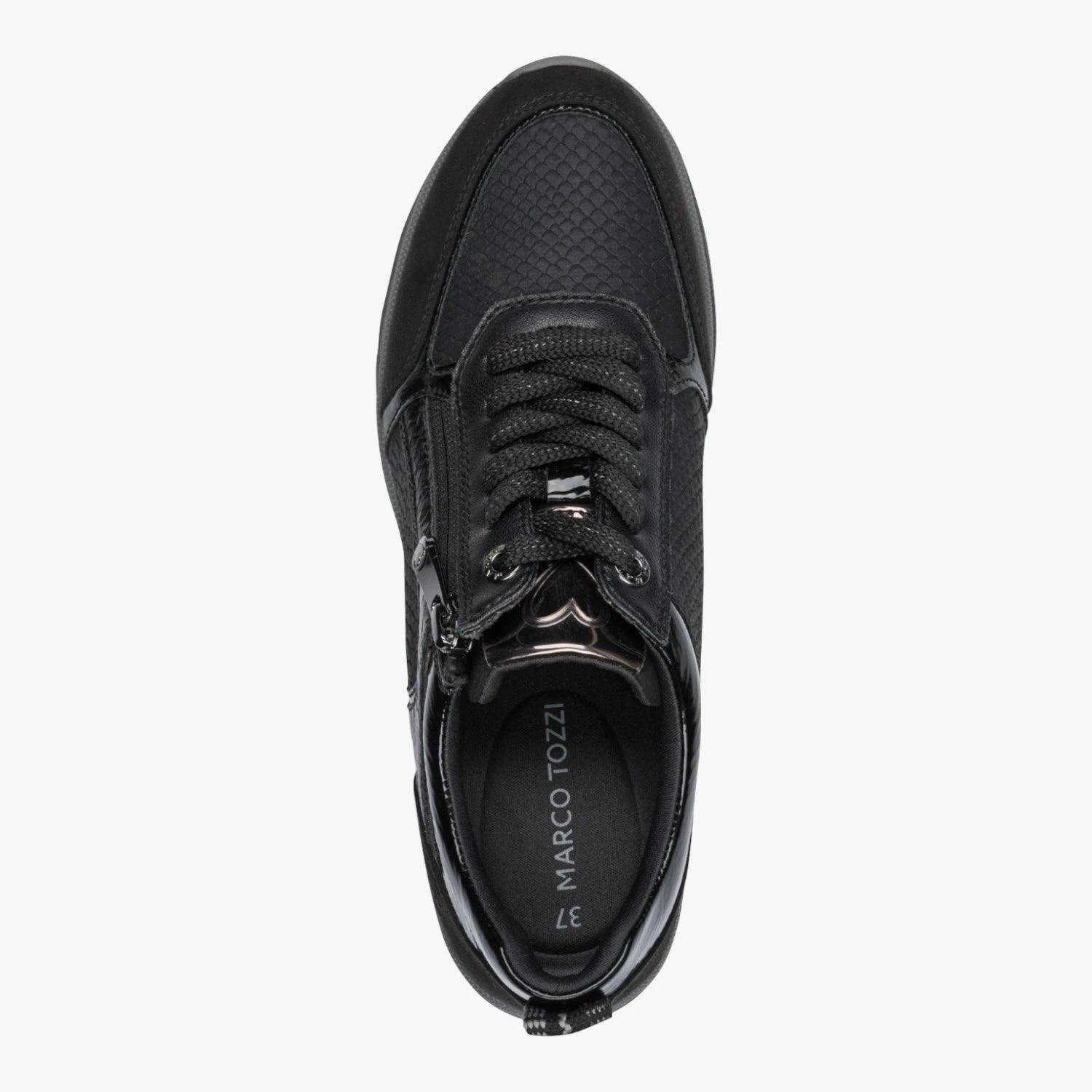 Marco Tozzi Black Zip Wedge Trainers