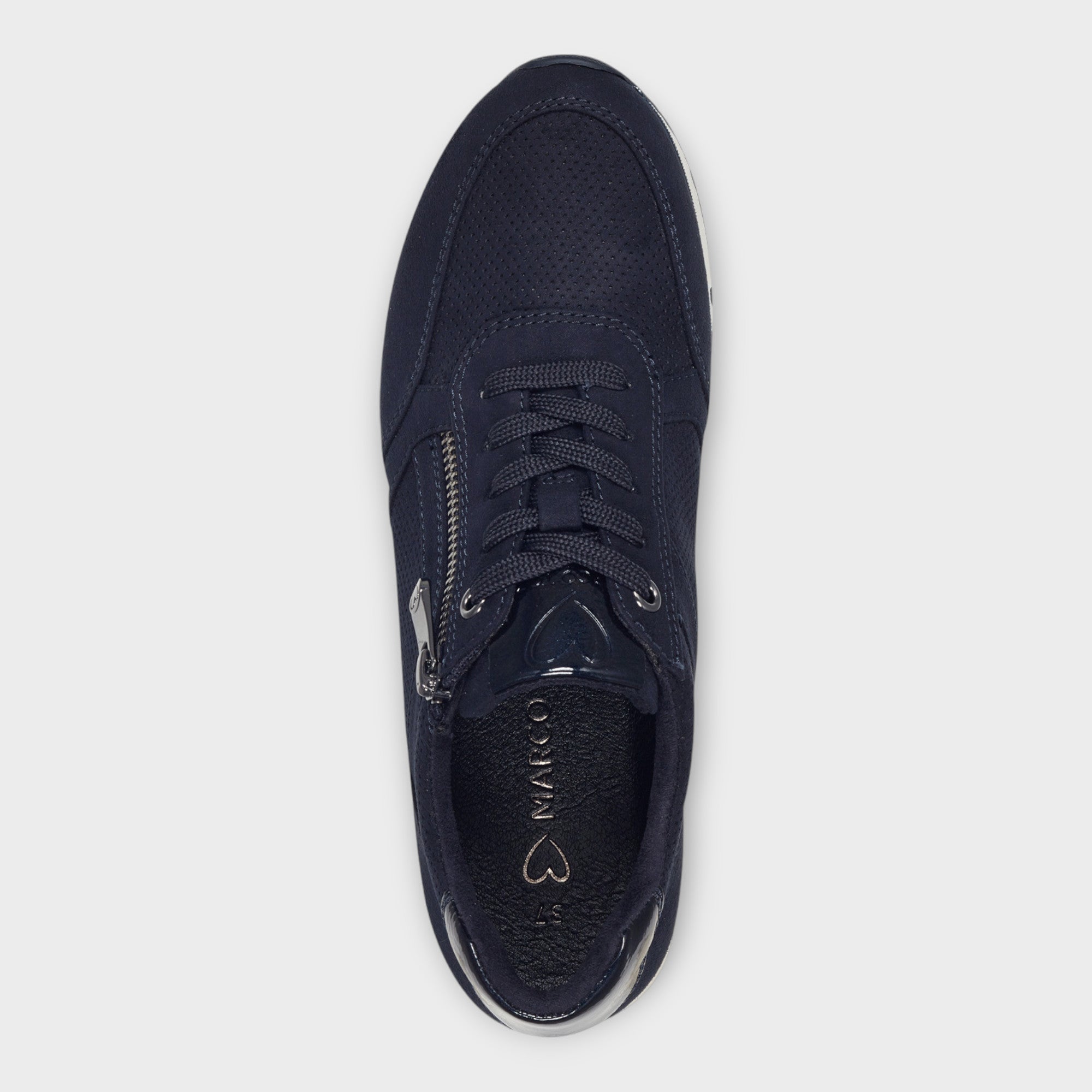 Marco Tozzi Navy Trainer with Wedge Sole and Cork Detail