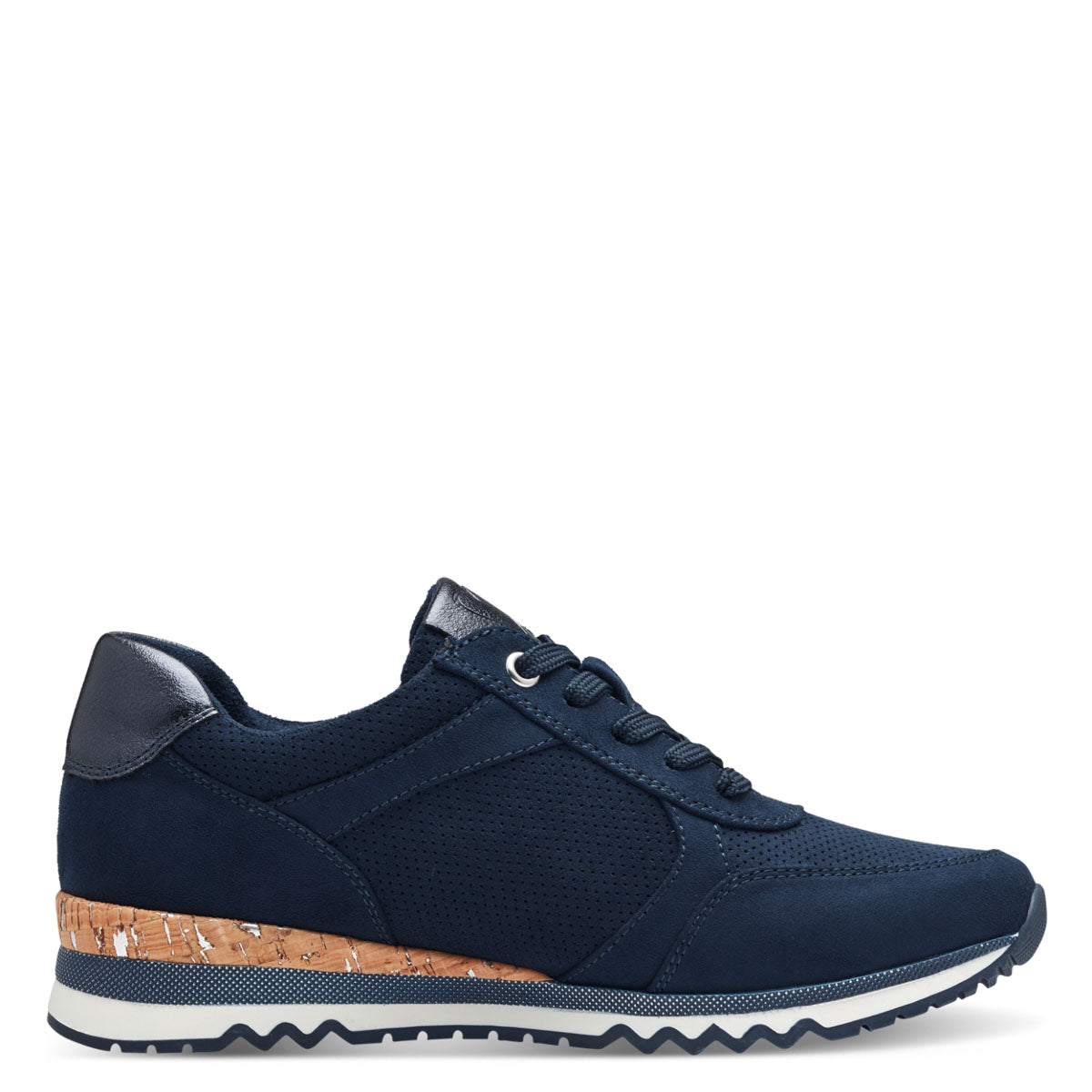 Marco Tozzi Navy Runner with Unique Wedge Sole and Side Zip