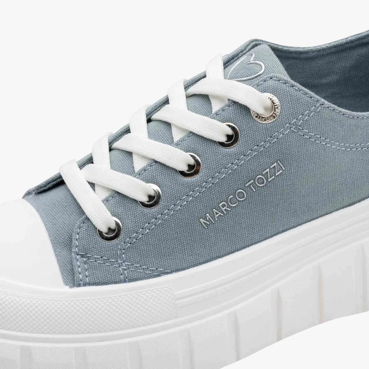 Marco Tozzi Light Blue Platform Trainer with Removable Footbed