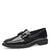 Marco Tozzi Vegan Black Patent Loafers with Chain Detail - Leavys Shoes