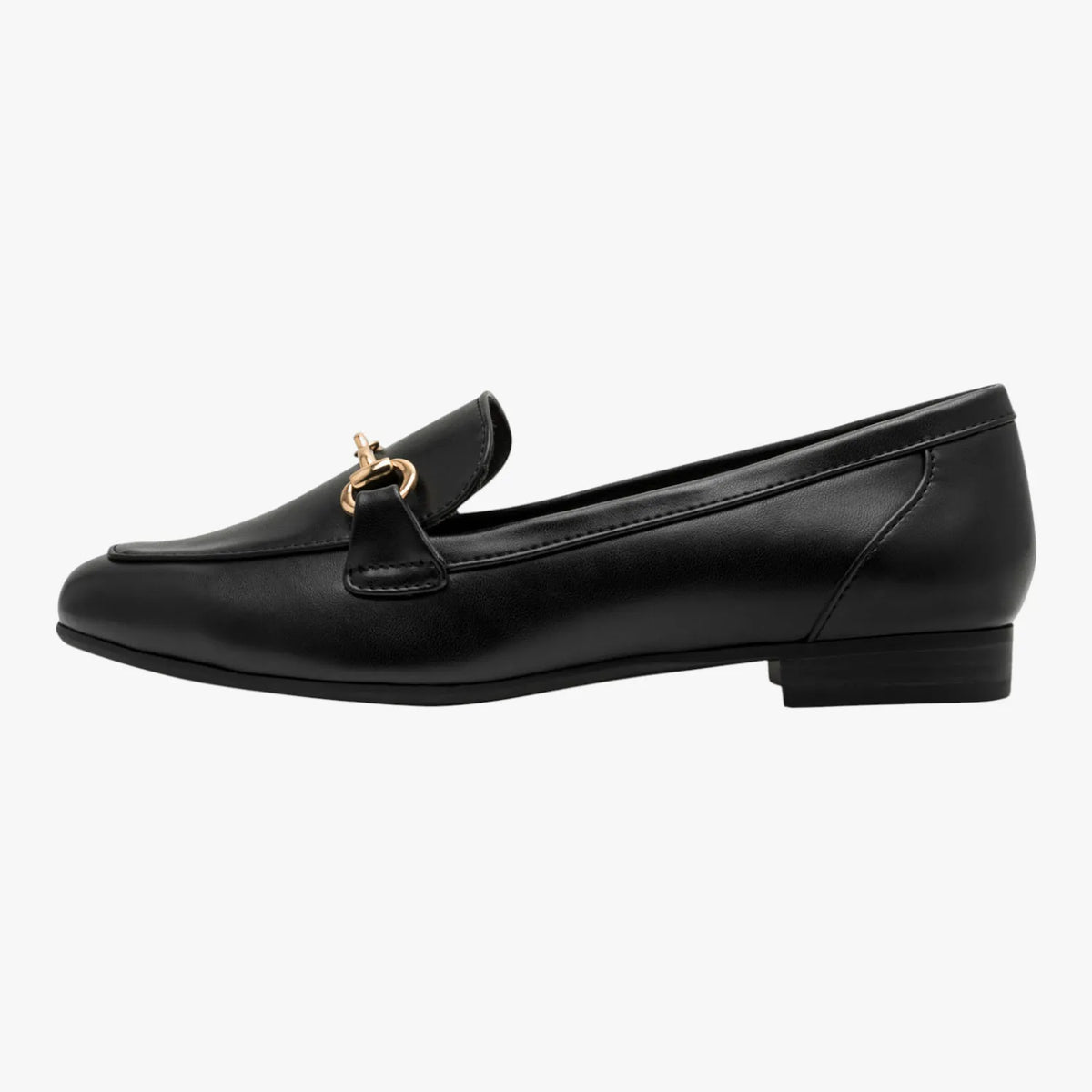 Marco Tozzi Black Loafer with Gold Detail (Vegan)