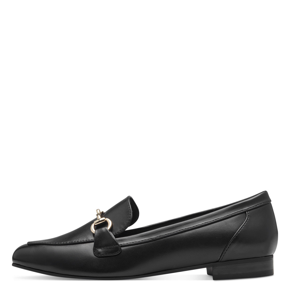 Front view of the Marco Tozzi Black Matte Loafer.
