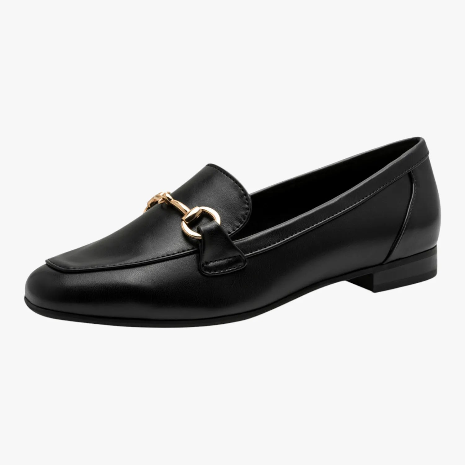 Marco Tozzi Black Loafer with Gold Detail (Vegan)