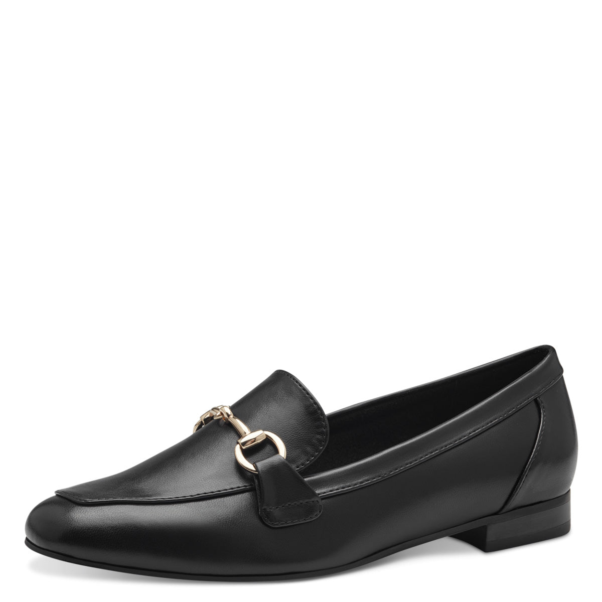 Front view of the Marco Tozzi Black Matte Loafer.