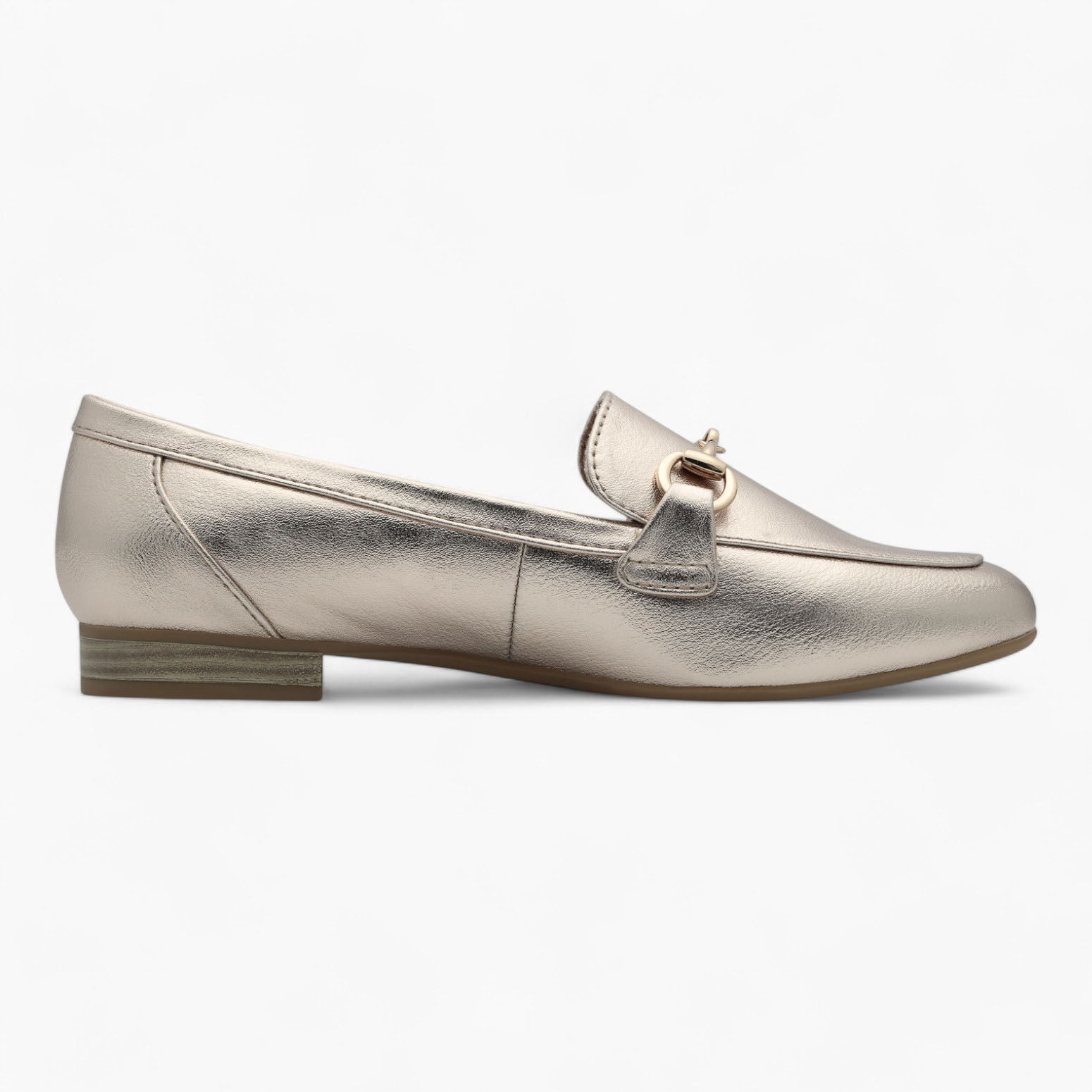 Marco Tozzi Platinum Gold Loafers – Vegan, Cushioned Comfort - Leavys Shoes