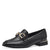 Side perspective of the black loafer, showcasing the chic gold chain.