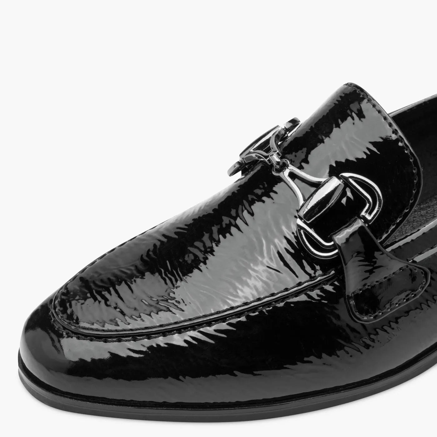 Marco Tozzi Black Patent Loafer with Horsebit Trim - Leavys Shoes