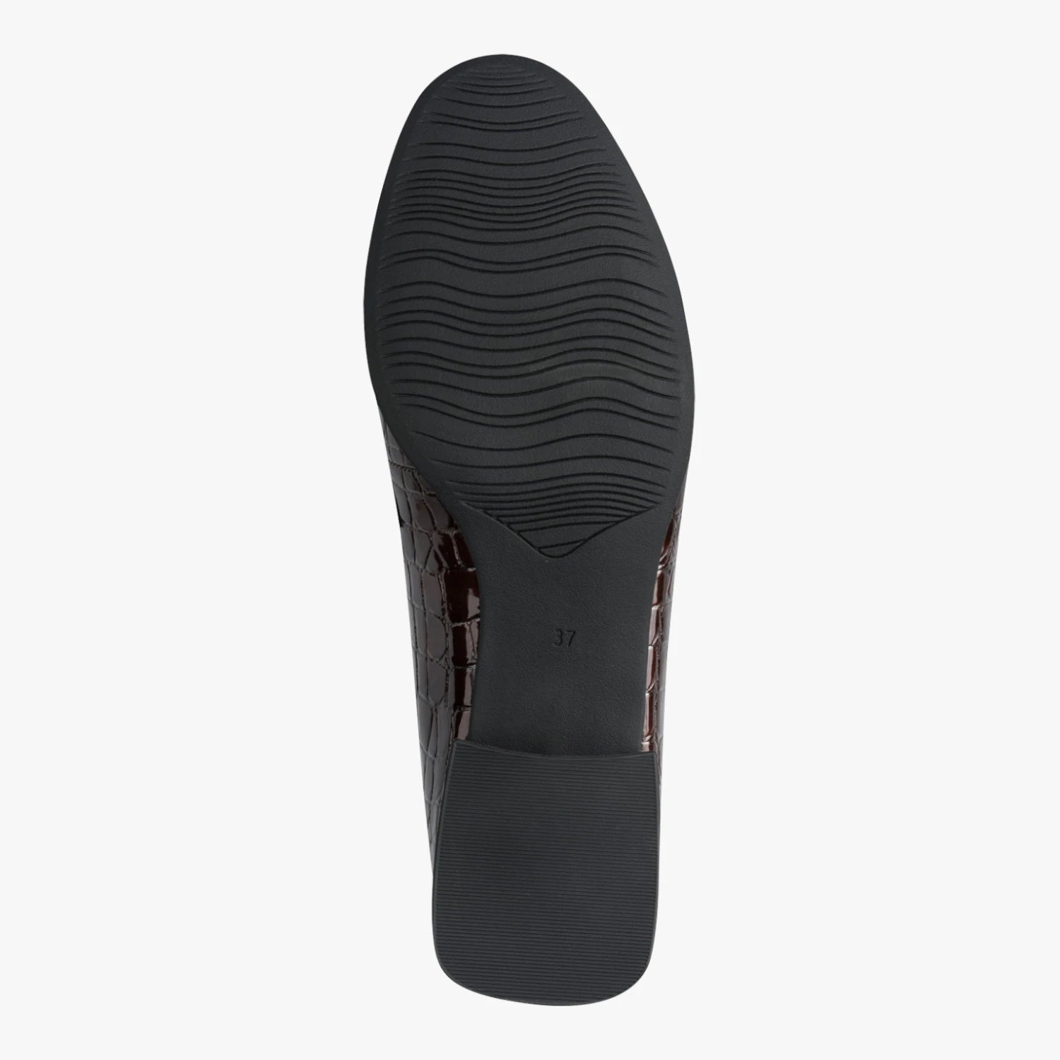 Marco Tozzi Cognac Croc Patent Block Heel Loafers