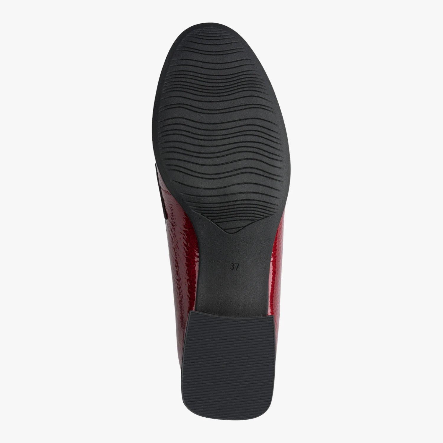 Marco Tozzi Dark Red Patent Block Heel Loafers