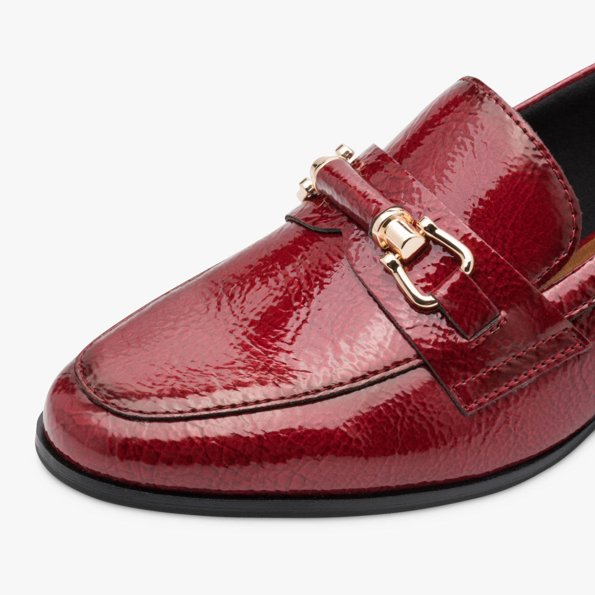 Marco Tozzi Dark Red Patent Block Heel Loafers