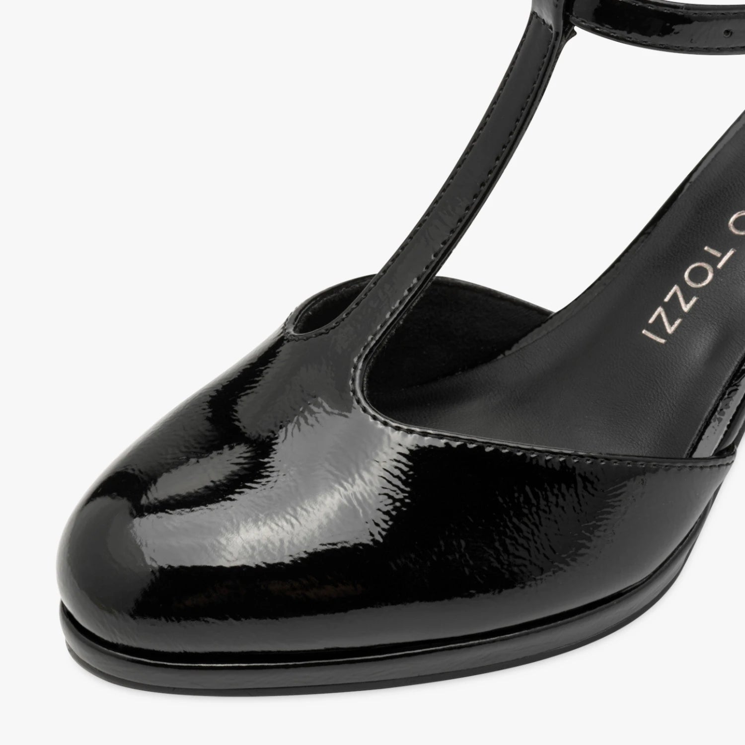 Marco Tozzi Black Patent T-Bar Court Shoes