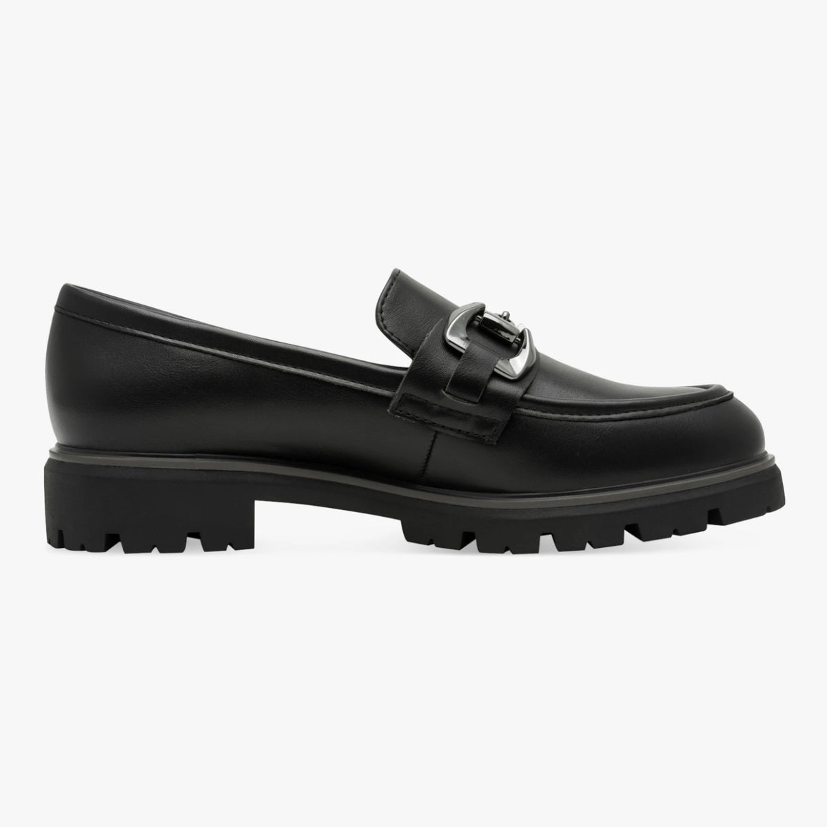 Marco Tozzi Black Chunky Metal-Trim Loafers