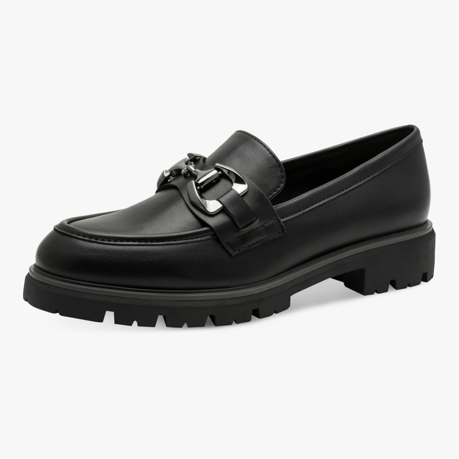 Marco Tozzi Black Chunky Metal-Trim Loafers