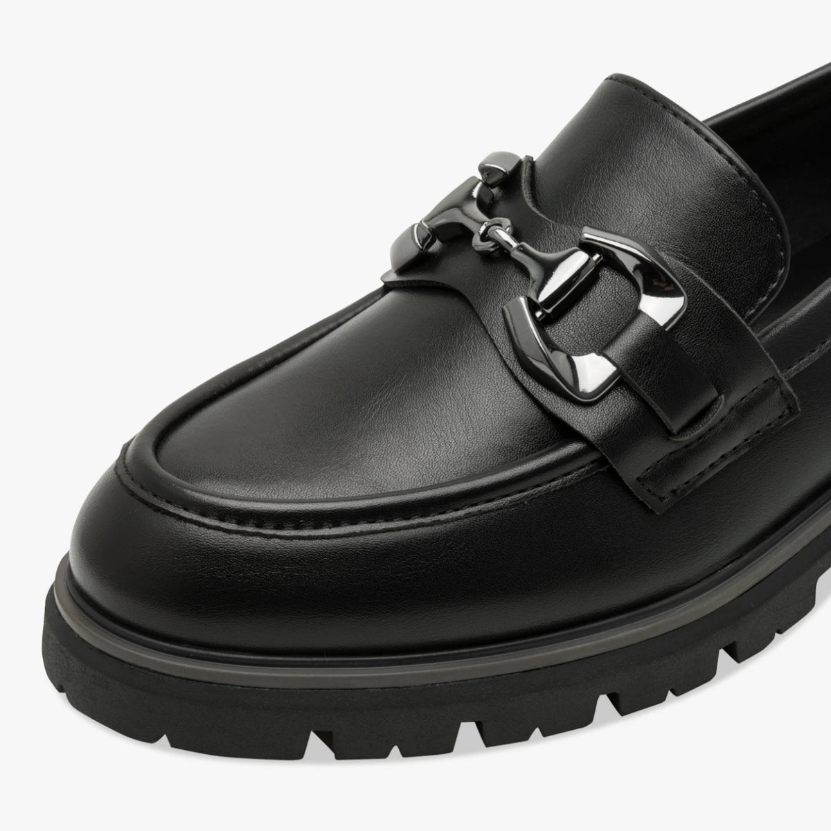 Marco Tozzi Black Chunky Metal-Trim Loafers