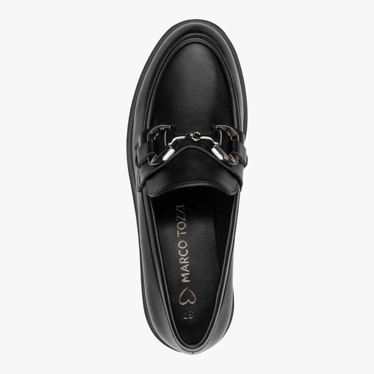 Marco Tozzi Black Chunky Metal-Trim Loafers