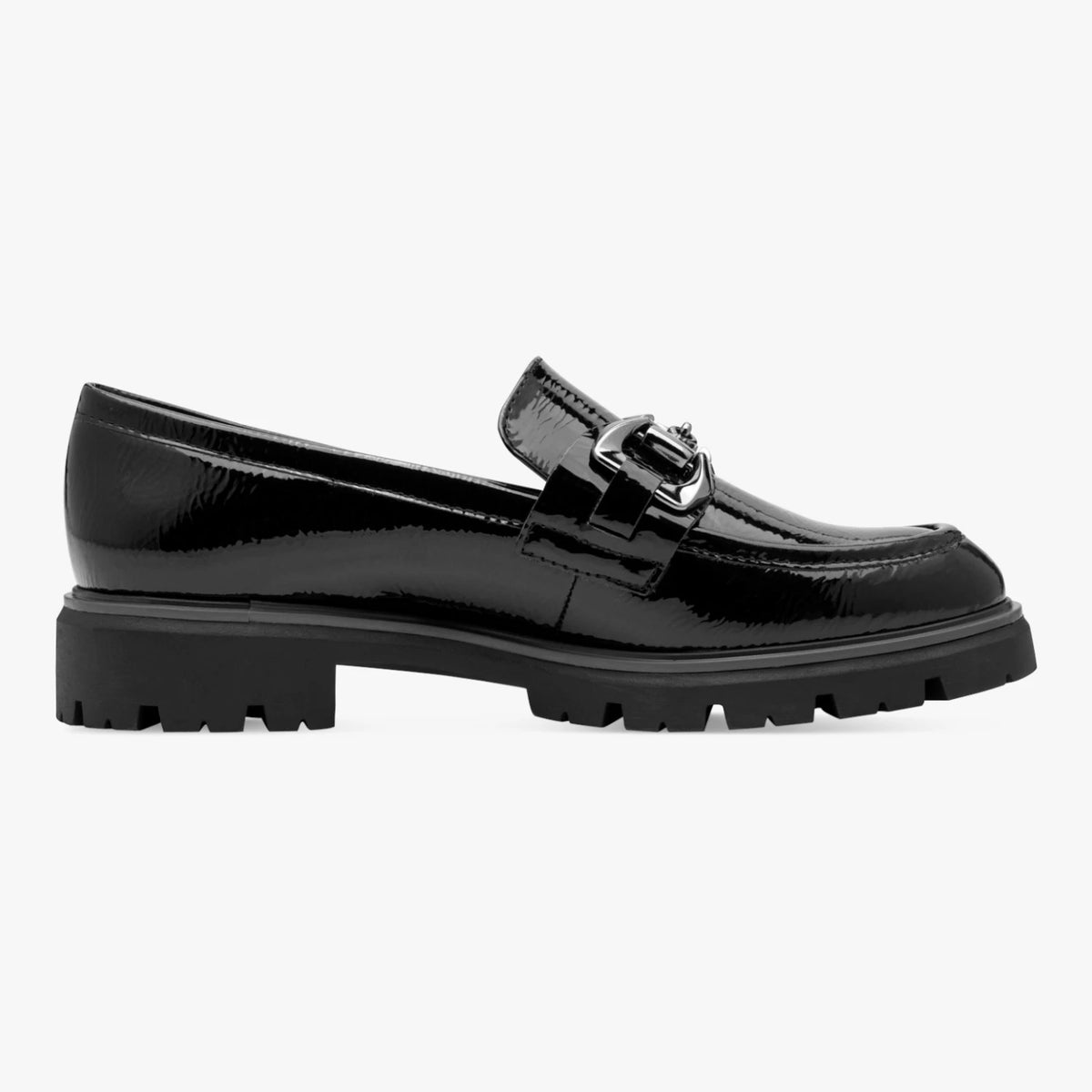 Marco Tozzi Black Patent Chunky Loafers