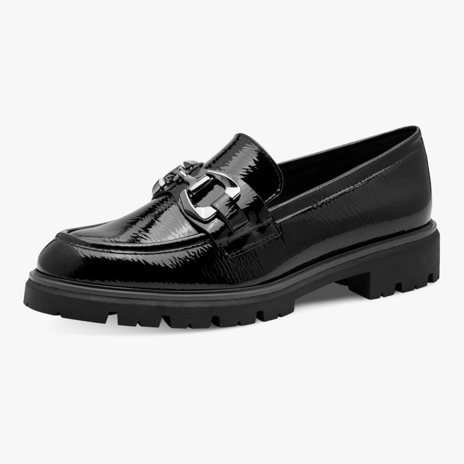 Marco Tozzi Black Patent Chunky Loafers