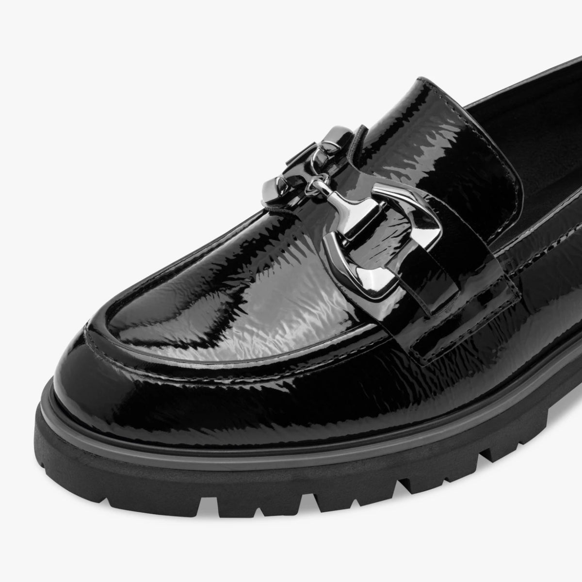 Marco Tozzi Black Patent Chunky Loafers