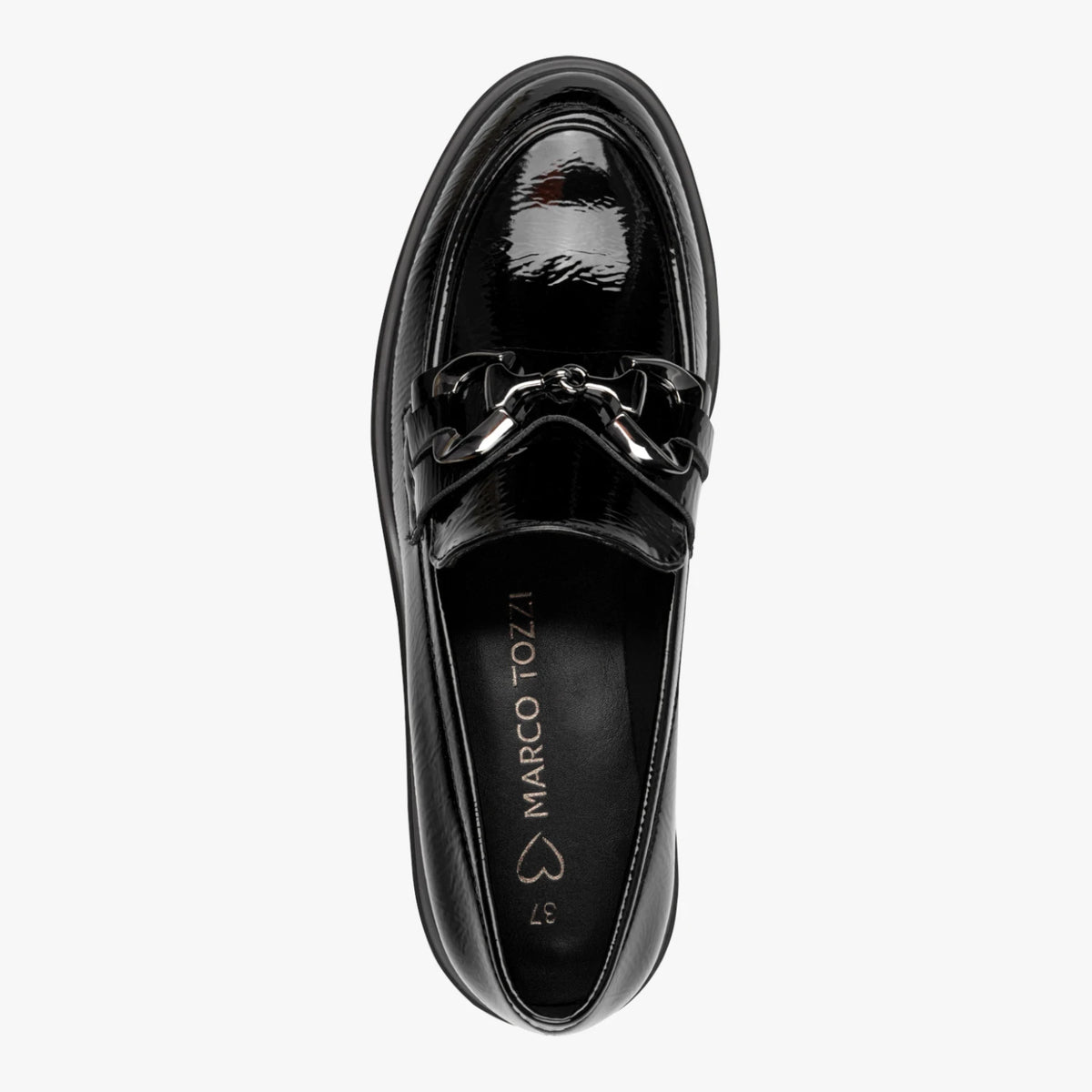 Marco Tozzi Black Patent Chunky Loafers
