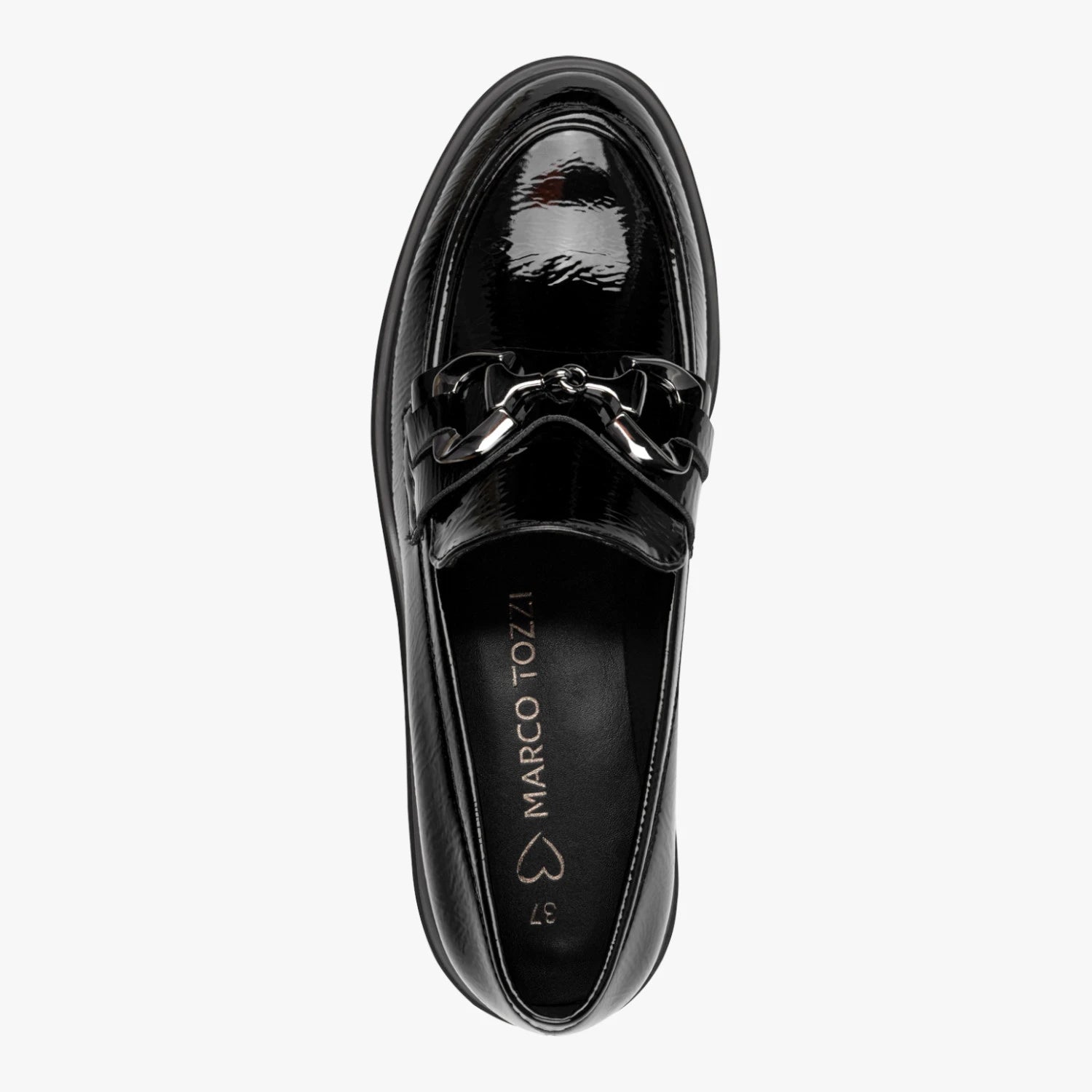 Marco Tozzi Black Patent Chunky Loafers
