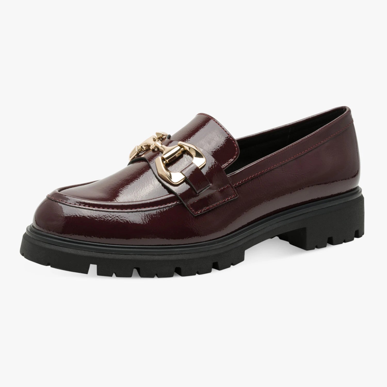 Marco Tozzi Bordeaux Patent Chunky Loafers