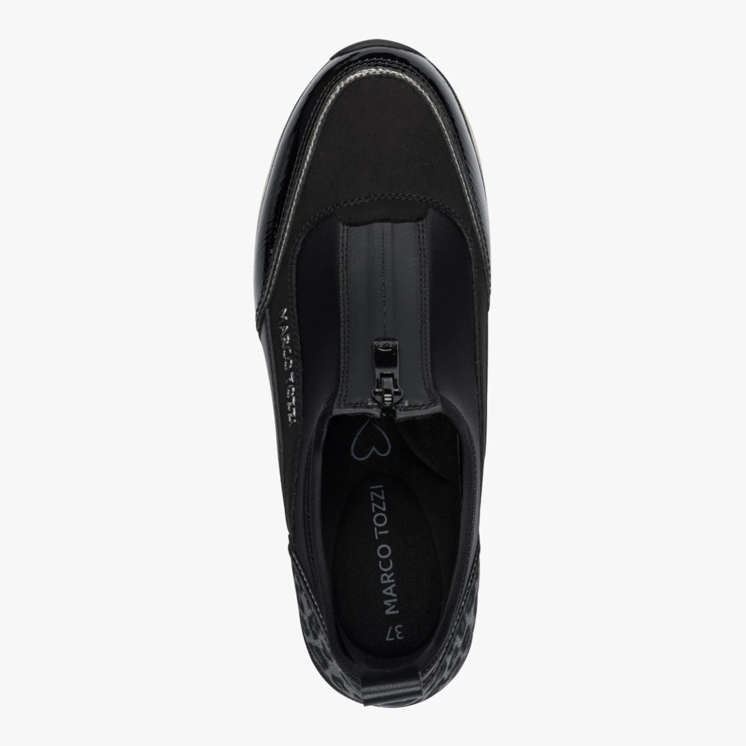 Marco Tozzi Black Leopard-Detail Wedge Trainers