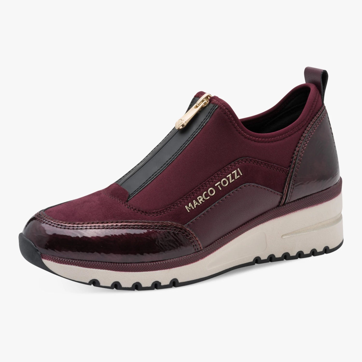 Marco Tozzi Mulberry Front-Zip Wedge Trainers