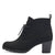 Front view of Marco Tozzi's black ankle boot.