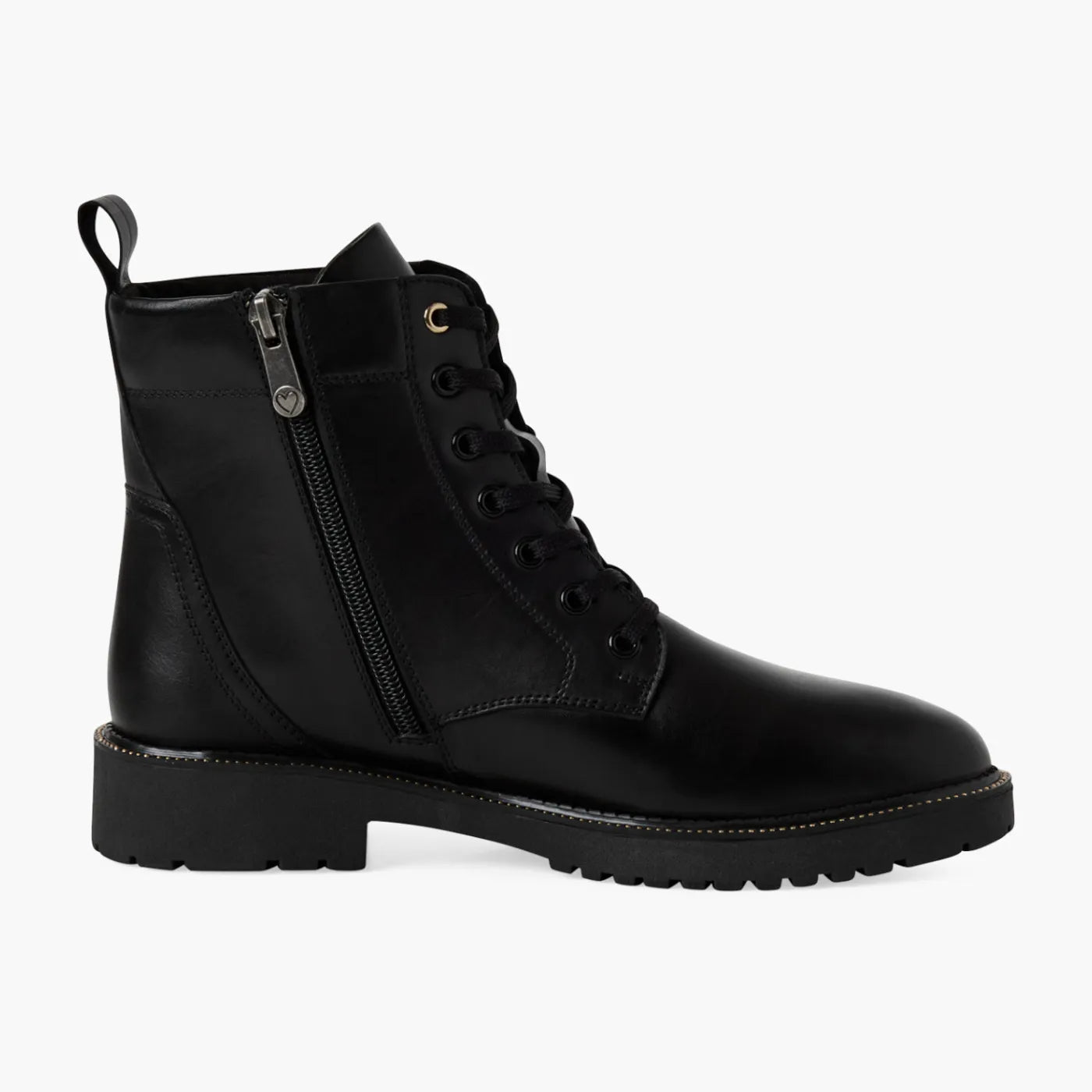 Marco Tozzi Black Leather Lace-Up Ankle Boot - Leavys Shoes