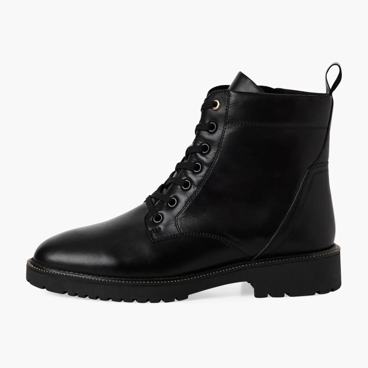 Marco Tozzi Black Leather Lace-Up Ankle Boot - Leavys Shoes
